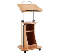 VEVOR Podium Stand, 43-Inch Wooden Lectern, Portable Laptop Desk with Lockable Wheels, Wide Reading Surface and Open Storage Area, Adjustable Height and Angle, for Speeches, Lectures, or Presentations