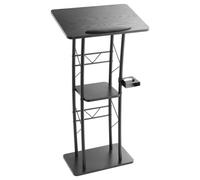 VEVOR Podium Stand, 47-Inch Metal Lectern, Curved Standing Podium with Wide Reading Surface, Open Storage Compartment, Book Stopper, Cup Holder, for Classroom, Wedding, Conference, Speech, and Concert