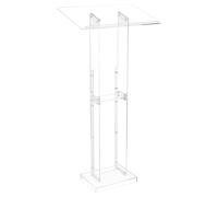 VEVOR Podium Stand, 50-Inch Acrylic Lectern, Portable Laptop Desk with Wide Reading Surface and Storage Shelf, Book Stopper, Floor-Standing, for Classroom, Wedding, Conference, Lecture and Concert