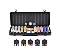 VEVOR Poker Chip Set, 500-Piece Poker Set, Complete Poker Playing Game Set with Carrying Case, Heavyweight 14 Gram Casino Clay Chips, Cards, Buttons and Dices, for Texas Hold'em, Blackjack, Gambling