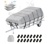 VEVOR Pontoon Boat Cover, 23'-24' Waterproof Trailerable Pontoon Cover, 800D Marine Grade PU Oxford Fabric, with Motor Cover, 16 Windproof Buckle