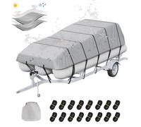 VEVOR Pontoon Boat Cover, 23'-24' Waterproof Trailerable Pontoon Cover, 800D Marine Grade PU Oxford Fabric, with Motor Cover, 16 Windproof Buckle Straps, Fits for 23'-24'L, Beam Width to 102", Grey