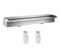 VEVOR Pool Fountain Stainless Steel Pool Waterfall 23.6" x 4.5" x 3.1"(W x D x H) Waterfall Spillway with Pipe Connector Rectangular Garden Outdoor, Silver