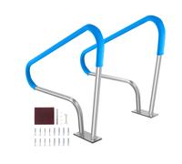 VEVOR Pool Handrail, 2 PCS 48x36in Pool Railing, Stainless Steel with Base Plate for Indoor/Outdoor Pools,Swim