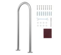 VEVOR Pool Handrail,36 x 13 inch Pool Railing, Aluminum with Base Plate for Indoor/Outdoor Pools, Humanized Swimming Pool Safety Railing for Decks, Ru