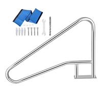 VEVOR Pool Rail 54x36" Pool Railing 304 Stainless Steel 250LBS Load Capacity Silver Rustproof Pool Handrail Humanized Swimming Pool Handrail with Blue Grip Cover & M8 Drill Bit & Self-Taping Screws