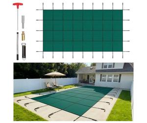 VEVOR Pool Safety Cover Fits 6.09 x 12.19 m Rectangle Inground Pools, Safety Pool Cover with Drainage Holes, Mesh Solid Pool Cover for Swimming Pool,