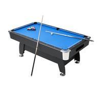 VEVOR Pool Table, 213cm Portable Billiards Tables, Adjustable Feet Stable Game Table, Entertainment Set Includes Ball, Cue, Rack, Chalk and Brush, Black with Bule Cloth, for Family Use Recreation Room