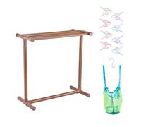 VEVOR Pool Towel Rack, 5 Bar, Brown, Freestanding Outdoor PVC T-Shape Poolside Storage Organizer, Include 8 Towel Clips, Mesh Bag, Hook, Also Stores Floats and Paddles, for Beach, Swimming Pool, Home