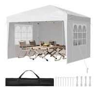 VEVOR Pop Up Canopy, 10 x 10 FT Instant Canopy Portable Gazebo with 3 Sidewalls & 2 Ventilated Windows, Height Adjustable Pop-Up Outdoor Shelter Tent for Events, Patio, Backyard, Party, Parking