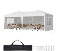 VEVOR Pop Up Canopy, 10 x 20 FT Instant Canopy Portable Gazebo with 3 Sidewalls & 2 Ventilated Windows, Height Adjustable Pop-Up Outdoor Shelter Tent for Events, Patio, Backyard, Party, Parking