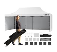 VEVOR 10x20 FT Pop up Canopy with Removable Sidewalls, Instant Canopies Portable Gazebo & Wheeled Bag, UV Resistant Waterproof, Enclosed Canopy Tent for Outdoor Events, Patio, Backyard, Party, Parking