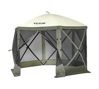 VEVOR Pop Up Gazebo Tent, Pop-Up Screen Tent 6 Sided Canopy Sun Shelter with 6 Removable Privacy Wind Cloths & Mesh Windows, 10x10FT Quick Set Screen Tent with Mosquito Netting, Army Green