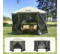 VEVOR Pop Up Gazebo Tent, Pop-Up Screen Tent 6 Sided Canopy Sun Shelter with 6 Removable Privacy Wind Cloths & Mesh Windows, 10x10FT Quick Set Screen