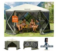 VEVOR Pop Up Gazebo Tent, Pop-Up Screen Tent 6 Sided Canopy Sun Shelter with 6 Removable Privacy Wind Cloths & Mesh Windows, 12x12FT Quick Set Screen