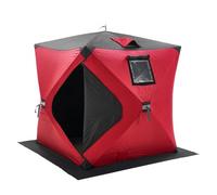VEVOR Portable Ice Shelter, 1-2 Person Insulated Pop-Up Ice Fishing Tent, 24 Square Feet Fishable Area, Thermal Ice Shanty for Winter Fishing, Ice Cube with Anchors, Ropes, Carrying Bag, 60"x60", Red