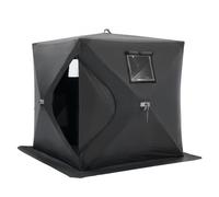 VEVOR Portable Ice Shelter, 1-2 Person Pop-Up Ice Fishing Tent, 24 Square Feet Fishable Area, Ice Shanty for Winter Fishing, Waterproof Oxford Ice Cube with Anchors/Ropes/Carrying Bag, 60"x60", Black