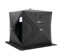 VEVOR Portable Ice Shelter, 1-2 Person Pop-Up Ice Fishing Tent, 24 Square Feet Fishable Area, Ice Shanty for Winter Fishing, Waterproof Oxford Ice Cube with Anchors/Ropes/Carrying Bag, 60"x60", Black