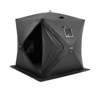 VEVOR Portable Ice Shelter, 3-4 Person Pop-Up Ice Fishing Tent, 35 Square Feet Fishable Area, Ice Shanty for Winter Fishing, Waterproof Oxford Ice Cube with Anchors/Ropes/Carrying Bag, 71"x71", Black