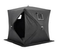 VEVOR Portable Ice Shelter, 3-4 Person Pop-Up Ice Fishing Tent, 43 Square Feet Fishable Area, Ice Shanty for Winter Fishing, Waterproof Oxford Ice Cube with Anchors/Ropes/Carrying Bag, 90"x90", Black
