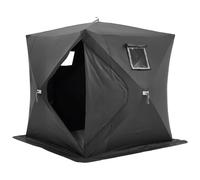 VEVOR Portable Ice Shelter, 3-4 Person Pop-Up Ice Fishing Tent, 43 Square Feet Fishable Area, Ice Shanty for Winter Fishing, Waterproof Oxford Ice Cube with Anchors/Ropes/Carrying Bag, 90"x90", Black