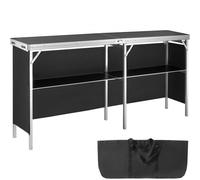 VEVOR Portable Tradeshow Podium Table, 77.95" x 15.16" x 34.65", Display Exhibition Counter Stand Booth Fair with Wall, Foldable Promotion Retail Bar Table Podium with Storage Rack and Carrying Bag