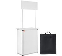VEVOR Portable Tradeshow Podium Table, 30.91" x 14.96" x 71.46", Display Exhibition Counter Stand Booth Fair with Wall, Foldable Promotion Retail Bar Table Pop Up Podium with Storage Rack/Carrying Bag
