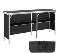 VEVOR Portable Tradeshow Podium Table, 77.95" x 15.16" x 34.65", Display Exhibition Counter Stand Booth Fair with Wall, Foldable Promotion Retail Bar Table Podium with Storage Rack and Carrying Bag