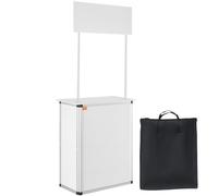VEVOR Portable Tradeshow Podium Table, 30.91" x 14.96" x 71.46", Display Exhibition Counter Stand Booth Fair with Wall, Foldable Promotion Retail Bar Table Pop Up Podium with Storage Rack/Carrying Bag