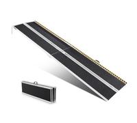 VEVOR Portable Wheelchair Ramp, 10 ft 800 lbs Capacity, Non-Slip Aluminum Folding Threshold Ramp, Foldable Mobility Scooter Ramp Wheel Chair Ramp, Handicap Ramp for Home Steps, Stairs, Doorways, Curbs