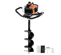 VEVOR Post Hole Digger Gas Powered, 43CC 1250W Earth Auger, Gas Auger with 8” Auger Drill Action Design Bits, Post Fence Hole Digger for Farmland Garden Plant, Orange+Black