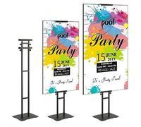 VEVOR Poster Stand, Adjustable Height Up to 75", Double-Sided Heavy Duty Pedestal Sign Holder, Floor Standing Sign Holder Banner Stand with Shock-absorbing Base for Display, for Board and Foam, Black