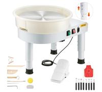 VEVOR Pottery Wheel, 14in Ceramic Wheel Forming Machine, 0-300RPM Speed Manual Adjustable 0-7.8in Lift Leg, Foot Pedal Detachable Basin, Sculpting Tool Accessory Kit for Work Art Craft DIY