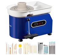 VEVOR Pottery Wheel, 450W, For Adults and Beginners, 11in Clay Wheel Machine, Adjustable 60-300RPM Speed Handle and Pedal, ABS Detachable Basin, Accessory Kit for Craft DIY, LCD Touch Screen, Blue