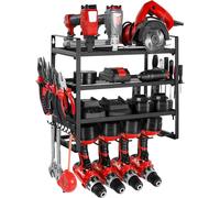 VEVOR Power Tool Organizer Wall Mount, 4-Layer Storage Rack with 4 Drill Holder