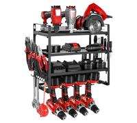 VEVOR Power Tool Organizer Wall Mount, 4-Layer Storage Rack with 4 Drill Holders, Tools Holder and Storage Rack with Screwdriver Holder, Garage Tool Organizer for Garage, Workbench, and Workshop
