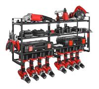 VEVOR Power Tool Organizer Wall Mount, 4-Layer Storage Rack with 8 Drill Holders, Tools Holder and Storage Rack with Screwdriver Holder, Garage Tool Organizer for Garage, Workbench, and Workshop