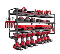 VEVOR Power Tool Organizer Wall Mount, 4-Layer Storage Rack with 8 Drill Holders, Tools Holder and Storage Rack with Screwdriver Holder, Garage Tool Organizer for Garage, Workbench, and Workshop