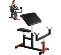 VEVOR Preacher Curl Bench, Strength Training Biceps Machine, Max load 440 LBS Home Gym Equipment, Seated Arm Isolated Barbell Dumbbell Bicep Station, Adjustable Weight Benches for Home Gym