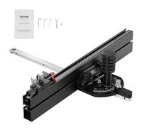 VEVOR Precision Miter Gauge Standard Slot 3/4'' x 3/8'' Aluminum Alloy Table Saw Miter Gauge with 18 in Grating 15 Angle Stops Adjustable Spring Lo
