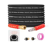 VEVOR Pressure Washer Hose, 30.5m, Kink Free 3/8"-φ14.8 Male, 3/8"-φ15 Female For Most Brand Pressure Washers, 4.9'' Bending Radius, 4800 PSI Heavy Duty Power Washer Extension Replacement Hose