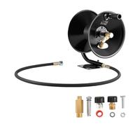 VEVOR Pressure Washer Hose Reel, 15.2 m x 9.5 mm Heavy-Duty Steel Bracket-Mounted Pressure Hose Reel, Wall/Floor/Truck Mount, 4000PSI Max, Manual Power Hand Crank for Water, with Grip Handle