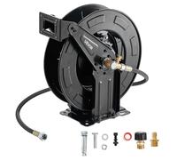 VEVOR Pressure Washer Hose Reel, 15.2 m x 9.5 mm Retractable Power Heavy-Duty Steel Washer Hose Reel, 4000PSI Max, Auto-Rewinding, Flexible Wall/Floor Mounted for Car Washing,Garden,Floor Cleaning