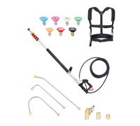 VEVOR Pressure Washer Telescoping Wand, 24 ft, 4000 psi, Telescopic Spray Wand with Power Washer Extension Wands, Gutter Cleaner, Pivoting Coupler, 7 Spray Nozzle Tips and Adjustable Support Harness