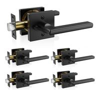 VEVOR Privacy Door Handle 5-Pack Matte Black Interior Door Lever Left or Right Handing Reversible Lever with Keyless Turn Lock 45 Rotatio