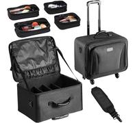 VEVOR Professional Makeup Storage Box for Women and Girls Black Expandable Spinner Trolley Case, Black, Expandable Spinner Suitcase