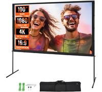 VEVOR Projector Screen with Stand 100 inch 16:9 4K 1080 HD Movie Screen Bar Feet