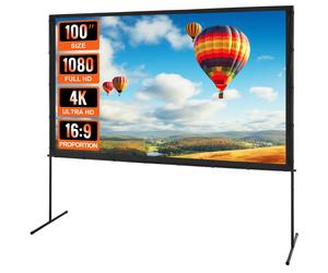 VEVOR Projector Screen with Stand 100 inch 16:9 4K 1080 HD Movie Screen Bar Feet