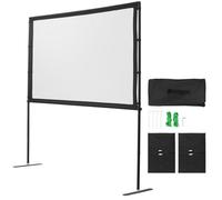 VEVOR Projector Screen with Stand, 80 Inch 160° Wide Angle Indoor Outdoor Projection Screen, 16:9 4K HD Wrinkleless Portable Dual-Stand Screens with Carry Bag, for Movie Home Theater Presentation