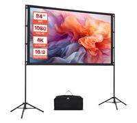 VEVOR Projector Screen with Stand, 84 Inch 160° Wide Angle Indoor Outdoor Projection Screen, 16:9 4K HD Wrinkleless Portable Dual-Tripod Screens with Carry Bag, for Movie Home Theater Presentation